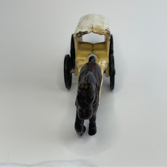 Vintage Cast Iron Horse Drawn Ice Delivery Carriage Wagon, Toy 7"L x 3"H - Picture 3 of 11